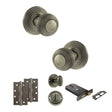 Quality image of Old English Ripon Door Knob Pack (Lock Set - Horizontal Bathlock, 4" Slim Knuckle Hinges x2) - Matt Gun Metal | Sku. adpoe50rmkmbn74 | available from Trade Door Handles.