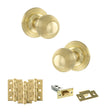 Quality image of Old English Ripon Door Knob Pack (Latch Set - 4" HD Latch, 3" Fire Rated Hinges x3) - Polished Brass | Sku. adpoe50rmkpb55 | available from Trade Door Handles.