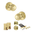 Quality image of Old English Ripon Door Knob Pack (Lock Set - Horizontal Bathlock, 4" Slim Knuckle Hinges x2) - Polished Brass | Sku. adpoe50rmkpb74 | available from Trade Door Handles.