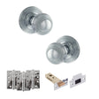 Quality image of Old English Ripon Door Knob Pack (Latch Set - 4" HD Latch, 4" Fire Rated Hinges x3) - Polished Chrome | Sku. adpoe50rmkpc57 | available from Trade Door Handles.