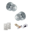 Quality image of Old English Ripon Door Knob Pack (Latch Set - 4" HD Latch, 4" Slim Knuckle Hinges x2) - Polished Chrome | Sku. adpoe50rmkpc59 | available from Trade Door Handles.