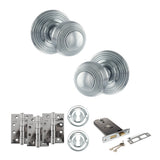 Quality image of Old English Ripon Door Knob Pack (Lock Set - Horizontal Sashlock, 4" Fire Rated Hinges x3) - Polished Chrome | Sku. adpoe50rmkpc71 | available from Trade Door Handles.