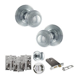 Quality image of Old English Ripon Door Knob Pack (Lock Set - Horizontal Bathlock, 4" Fire Rated Hinges x3) - Polished Chrome | Sku. adpoe50rmkpc72 | available from Trade Door Handles.