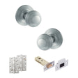 Quality image of Old English Ripon Door Knob Pack (Latch Set - 4" HD Latch, 4" Slim Knuckle Hinges x2) - Satin Chrome | Sku. adpoe50rmksc59 | available from Trade Door Handles.
