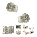Quality image of Old English Ripon Door Knob Pack (Bathroom Set - 4" Deadbolt, 3" Fire Rated Hinges x3) - Satin Nickel | Sku. adpoe50rmksn61 | available from Trade Door Handles.