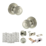 Quality image of Old English Ripon Door Knob Pack (Bathroom Set - 3" Deadbolt, 4" Fire Rated Hinges x3) - Satin Nickel | Sku. adpoe50rmksn62 | available from Trade Door Handles.