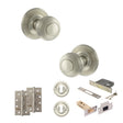 Quality image of Old English Ripon Door Knob Pack (Lock Set - 3" Latch & Deadlock, 4" Slim Knuckle Hinges x2) - Satin Nickel | Sku. adpoe50rmksn68 | available from Trade Door Handles.