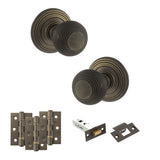 Quality image of Old English Ripon Door Knob Pack (Latch Set - 3" HD Latch, 3" Fire Rated Hinges x3) - Urban Bronze | Sku. adpoe50rmkub54 | available from Trade Door Handles.