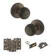 Quality image of Old English Ripon Door Knob Pack (Latch Set - 4" HD Latch, 3" Fire Rated Hinges x3) - Urban Bronze | Sku. adpoe50rmkub55 | available from Trade Door Handles.