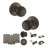 Quality image of Old English Ripon Door Knob Pack (Bathroom Set - 4" Deadbolt, 4" Fire Rated Hinges x3) - Urban Bronze | Sku. adpoe50rmkub63 | available from Trade Door Handles.
