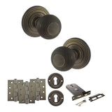 Quality image of Old English Ripon Door Knob Pack (Lock Set - Horizontal Sashlock, 4" Fire Rated Hinges x3) - Urban Bronze | Sku. adpoe50rmkub71 | available from Trade Door Handles.