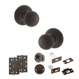 Quality image of Old English Ripon Door Knob Pack (Bathroom Set - 4" Deadbolt, 4" Slim Knuckle Hinges x2) - Urban Dark Bronze | Sku. adpoe50rmkudb65 | available from Trade Door Handles.