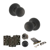 Quality image of Old English Ripon Door Knob Pack (Lock Set - Horizontal Bathlock, 4" Fire Rated Hinges x3) - Urban Dark Bronze | Sku. adpoe50rmkudb72 | available from Trade Door Handles.