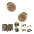 Quality image of Old English Bridlington Door Knob Pack (Bathroom Set - 3" Deadbolt, 3" Fire Rated Hinges x3) - Antique Brass | Sku. adpoe57rmkab60 | available from Trade Door Handles.
