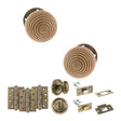 Quality image of Old English Bridlington Door Knob Pack (Bathroom Set - 4" Deadbolt, 4" Fire Rated Hinges x3) - Antique Brass | Sku. adpoe57rmkab63 | available from Trade Door Handles.
