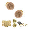 Quality image of Old English Bridlington Door Knob Pack (Lock Set - Horizontal Bathlock, 3" Fire Rated Hinges x3) - Polished Brass | Sku. adpoe57rmkpb70 | available from Trade Door Handles.