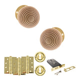Quality image of Old English Bridlington Door Knob Pack (Lock Set - Horizontal Sashlock, 4" Fire Rated Hinges x3) - Polished Brass | Sku. adpoe57rmkpb71 | available from Trade Door Handles.