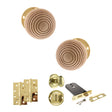 Quality image of Old English Bridlington Door Knob Pack (Lock Set - Horizontal Bathlock, 4" Slim Knuckle Hinges x2) - Polished Brass | Sku. adpoe57rmkpb74 | available from Trade Door Handles.