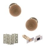 Quality image of Old English Bridlington Door Knob Pack (Latch Set - 4" HD Latch, 3" Fire Rated Hinges x3) - Satin Nickel | Sku. adpoe57rmksn55 | available from Trade Door Handles.