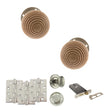 Quality image of Old English Bridlington Door Knob Pack (Lock Set - Horizontal Bathlock, 4" Fire Rated Hinges x3) - Satin Nickel | Sku. adpoe57rmksn72 | available from Trade Door Handles.