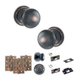 Quality image of Old English Harrogate Door Knob Pack (Bathroom Set - 4" Deadbolt, 4" Fire Rated Hinges x3) - Antique Copper | Sku. adpoe58mmkac63 | available from Trade Door Handles.