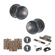 Quality image of Old English Harrogate Door Knob Pack (Lock Set - 3" Latch & Deadlock, 4" Fire Rated Hinges x3) - Antique Copper | Sku. adpoe58mmkac67 | available from Trade Door Handles.
