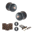 Quality image of Old English Harrogate Door Knob Pack (Lock Set - Horizontal Sashlock, 3" Fire Rated Hinges x3) - Antique Copper | Sku. adpoe58mmkac69 | available from Trade Door Handles.