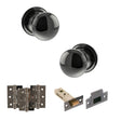 Quality image of Old English Harrogate Door Knob Pack (Latch Set - 3" HD Latch, 3" Fire Rated Hinges x3) - Black Nickel | Sku. adpoe58mmkbn54 | available from Trade Door Handles.
