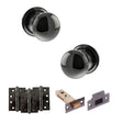 Quality image of Old English Harrogate Door Knob Pack (Latch Set - 4" HD Latch, 4" Fire Rated Hinges x3) - Black Nickel | Sku. adpoe58mmkbn57 | available from Trade Door Handles.