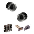 Quality image of Old English Harrogate Door Knob Pack (Latch Set - 4" HD Latch, 4" Slim Knuckle Hinges x2) - Black Nickel | Sku. adpoe58mmkbn59 | available from Trade Door Handles.