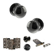 Quality image of Old English Harrogate Door Knob Pack (Lock Set - Horizontal Bathlock, 3" Fire Rated Hinges x3) - Black Nickel | Sku. adpoe58mmkbn70 | available from Trade Door Handles.