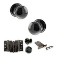 Quality image of Old English Harrogate Door Knob Pack (Lock Set - Horizontal Bathlock, 4" Fire Rated Hinges x3) - Black Nickel | Sku. adpoe58mmkbn72 | available from Trade Door Handles.