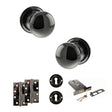 Quality image of Old English Harrogate Door Knob Pack (Lock Set - Horizontal Sashlock, 4" Slim Knuckle Hinges x2) - Black Nickel | Sku. adpoe58mmkbn73 | available from Trade Door Handles.