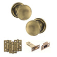 Quality image of Old English Harrogate Door Knob Pack (Latch Set - 4" HD Latch, 3" Fire Rated Hinges x3) - Matt Antique Brass | Sku. adpoe58mmkmab55 | available from Trade Door Handles.