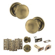 Quality image of Old English Harrogate Door Knob Pack (Bathroom Set - 3" Deadbolt, 4" Fire Rated Hinges x3) - Matt Antique Brass | Sku. adpoe58mmkmab62 | available from Trade Door Handles.