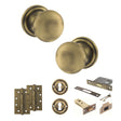 Quality image of Old English Harrogate Door Knob Pack (Lock Set - 3" Latch & Deadlock, 4" Slim Knuckle Hinges x2) - Matt Antique Brass | Sku. adpoe58mmkmab68 | available from Trade Door Handles.
