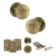 Quality image of Old English Harrogate Door Knob Pack (Lock Set - Horizontal Bathlock, 3" Fire Rated Hinges x3) - Matt Antique Brass | Sku. adpoe58mmkmab70 | available from Trade Door Handles.