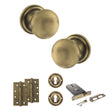 Quality image of Old English Harrogate Door Knob Pack (Lock Set - Horizontal Sashlock, 4" Slim Knuckle Hinges x2) - Matt Antique Brass | Sku. adpoe58mmkmab73 | available from Trade Door Handles.