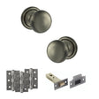 Quality image of Old English Harrogate Door Knob Pack (Latch Set - 3" HD Latch, 3" Fire Rated Hinges x3) - Matt Gun Metal | Sku. adpoe58mmkmbn54 | available from Trade Door Handles.