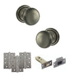 Quality image of Old English Harrogate Door Knob Pack (Latch Set - 4" HD Latch, 4" Fire Rated Hinges x3) - Matt Gun Metal | Sku. adpoe58mmkmbn57 | available from Trade Door Handles.