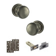 Quality image of Old English Harrogate Door Knob Pack (Latch Set - 3" HD Latch, 4" Slim Knuckle Hinges x2) - Matt Gun Metal | Sku. adpoe58mmkmbn58 | available from Trade Door Handles.