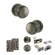 Quality image of Old English Harrogate Door Knob Pack (Bathroom Set - 4" Deadbolt, 4" Slim Knuckle Hinges x2) - Matt Gun Metal | Sku. adpoe58mmkmbn65 | available from Trade Door Handles.