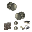 Quality image of Old English Harrogate Door Knob Pack (Lock Set - 3" Latch & Deadlock, 4" Slim Knuckle Hinges x2) - Matt Gun Metal | Sku. adpoe58mmkmbn68 | available from Trade Door Handles.