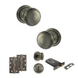 Quality image of Old English Harrogate Door Knob Pack (Lock Set - Horizontal Bathlock, 4" Slim Knuckle Hinges x2) - Matt Gun Metal | Sku. adpoe58mmkmbn74 | available from Trade Door Handles.