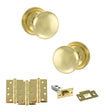 Quality image of Old English Harrogate Door Knob Pack (Latch Set - 4" HD Latch, 4" Fire Rated Hinges x3) - Polished Brass | Sku. adpoe58mmkpb57 | available from Trade Door Handles.