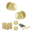 Quality image of Old English Harrogate Door Knob Pack (Lock Set - Horizontal Sashlock, 3" Fire Rated Hinges x3) - Polished Brass | Sku. adpoe58mmkpb69 | available from Trade Door Handles.