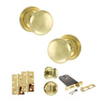 Quality image of Old English Harrogate Door Knob Pack (Lock Set - Horizontal Bathlock, 4" Slim Knuckle Hinges x2) - Polished Brass | Sku. adpoe58mmkpb74 | available from Trade Door Handles.