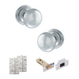 Quality image of Old English Harrogate Door Knob Pack (Latch Set - 4" HD Latch, 4" Slim Knuckle Hinges x2) - Polished Chrome | Sku. adpoe58mmkpc59 | available from Trade Door Handles.