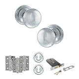 Quality image of Old English Harrogate Door Knob Pack (Lock Set - Horizontal Sashlock, 3" Fire Rated Hinges x3) - Polished Chrome | Sku. adpoe58mmkpc69 | available from Trade Door Handles.