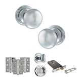 Quality image of Old English Harrogate Door Knob Pack (Lock Set - Horizontal Bathlock, 3" Fire Rated Hinges x3) - Polished Chrome | Sku. adpoe58mmkpc70 | available from Trade Door Handles.